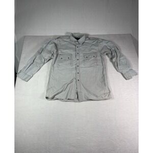 Authentic Mountain Tek Shirt Size Medium Gray Button Up Long Sleeve Thick Cotton